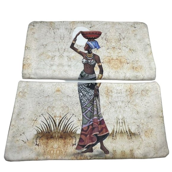 Unbranded 2 Pillowcase Covers Black Women Art African Handmade Zip Closure Home - Picture 1 of 7